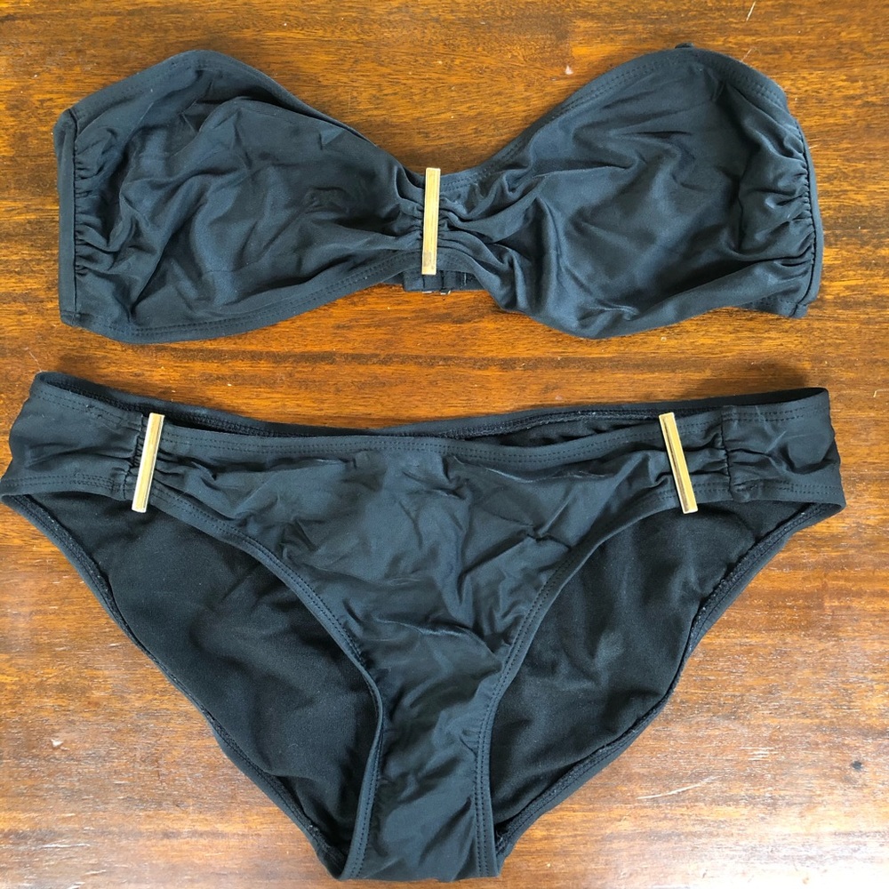 Old Navy Black Strapless Bikini w/ Gold Details